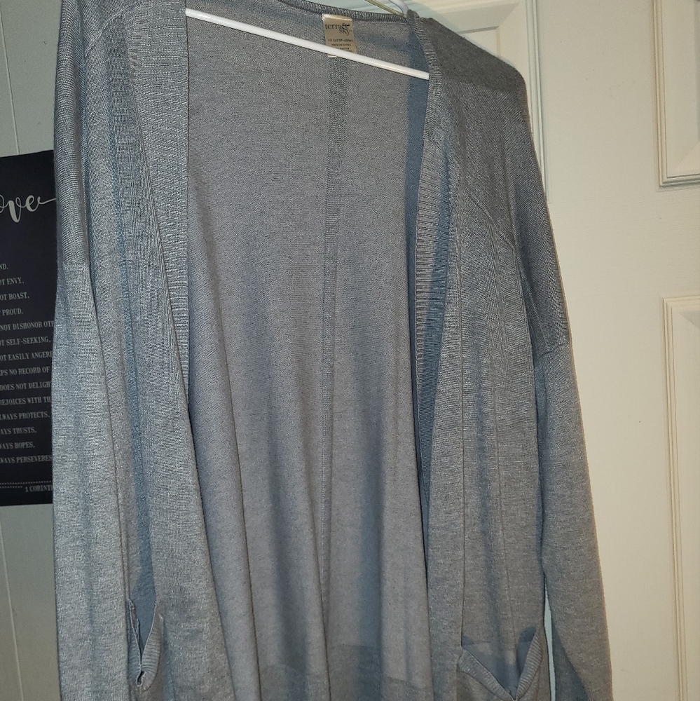 Gray Cardigan with pockets.
